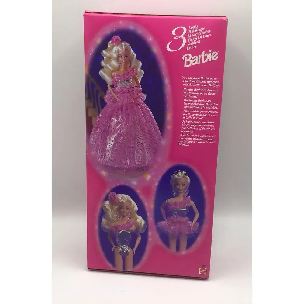 Vintage 1994 3 Looks Barbie Doll Mattel 12339 Ballerina Swimsuit Ballgown NRFB